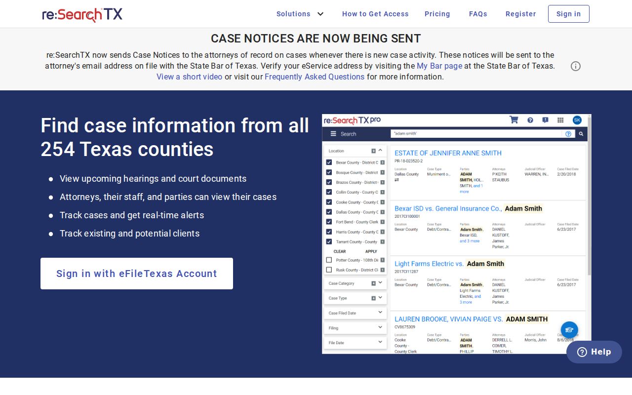 Zapata County criminal court case search in re:SearchTX